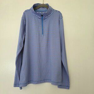 NEW Crewcuts J. Crew Half Zip Popover Sweatshirt Blue Stripe Size M Wicking
